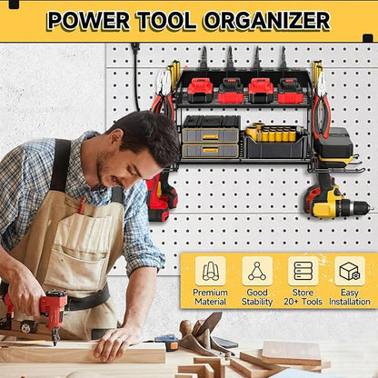 Power Tool Organizer Wall Mount, 2 Layers Heavy Duty 4 Cordless Drill Holder - Image 4