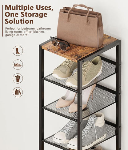 6 Tiers Vertical Shoe Rack, Corner Shoe Storage Organizer, Narrow Shoe Tower - Image 5