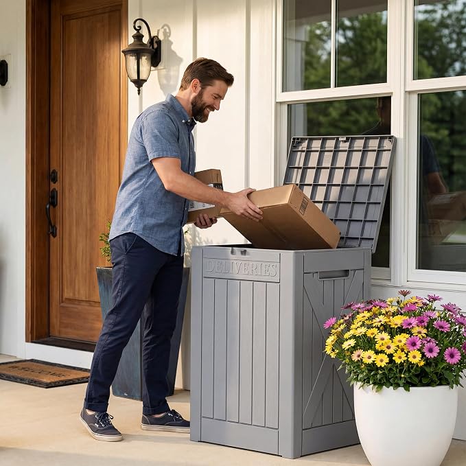 Lockable Outdoor Storage Box 52 Gallon, All-Weather Resin Deck Box - Image 5