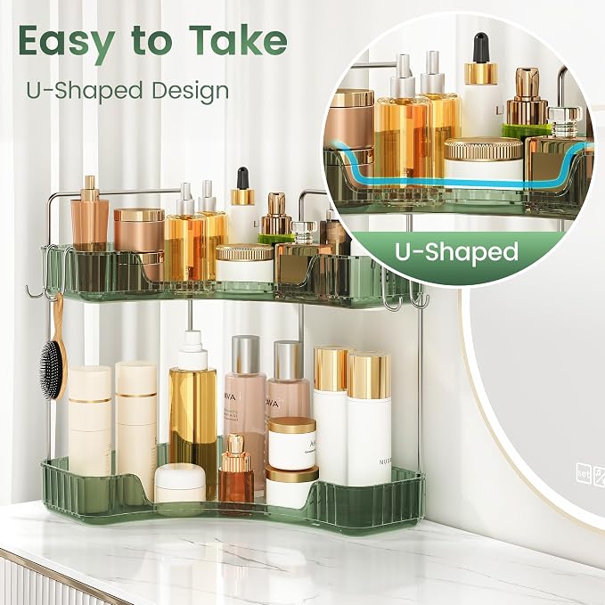 Corner Counter Organizer, 2-Tier Bathroom & Kitchen Storage Tray - Image 5
