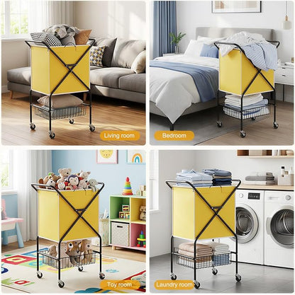 Convenient Laundry Basket with Wheels, Heavy Duty Dirty Clothes Laundry Hamper - Image 7
