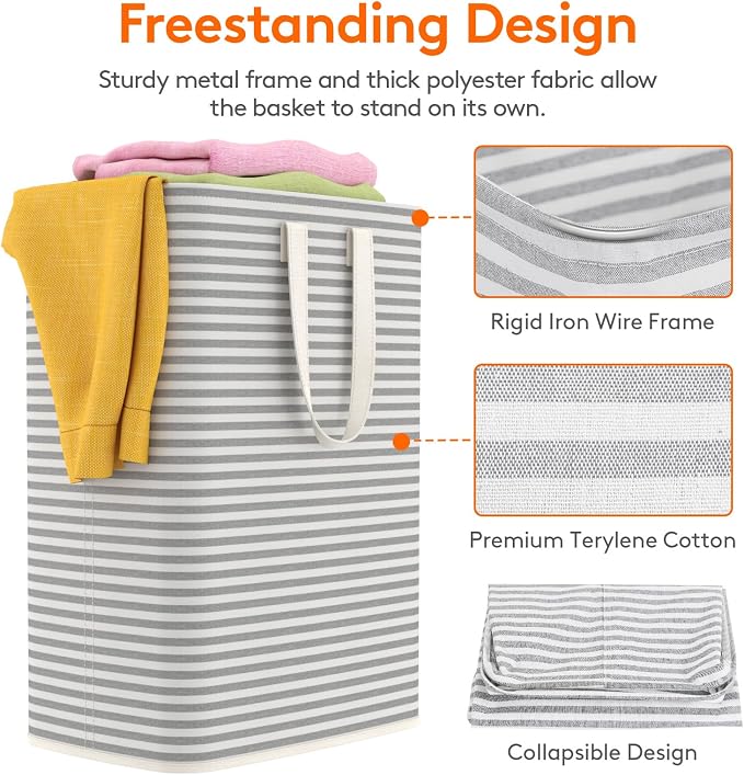 Lifewit 2 Pack Laundry Basket 65L Each, Collapsible Clothes Hamper - Image 2