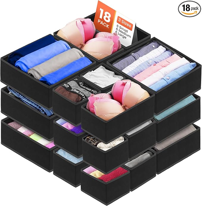 RFAQK 18 Pack Drawer Organizer Clothes-3 Sizes Baby Dresser Organizer by RFAQK