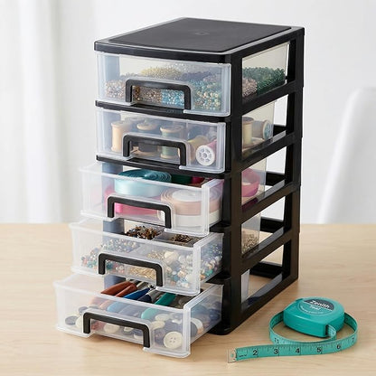Cabilock 5 Drawer Plastic Storage Organizer Clear Desktop Drawer Storage Cabinet - Image 2