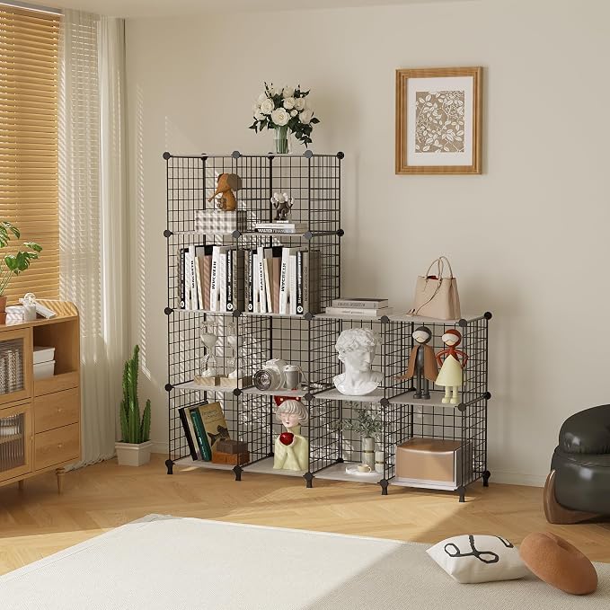 AWTATOS Wire 12 Cube Storage Organizer, Closet Storage Shelves Stackable | - Image 2