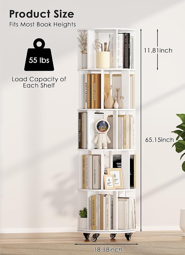 5 Tier 360° Rotating Bookshelf - Image 2