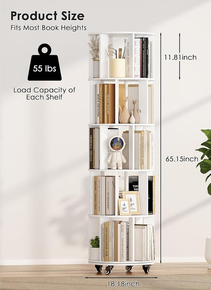 5 Tier 360° Rotating Bookshelf - Image 2