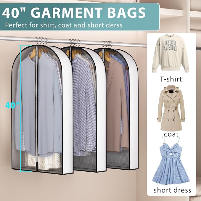 40” Garment Bags for Hanging Clothes 4” Gusseted - - Image 2