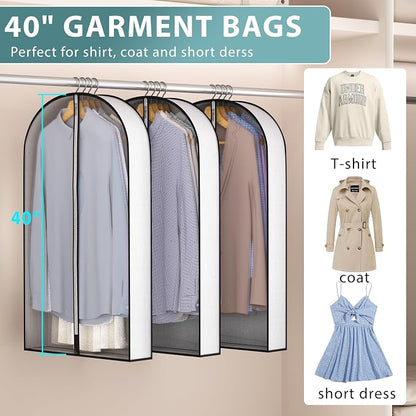 40” Garment Bags for Hanging Clothes 4” Gusseted - - Image 2