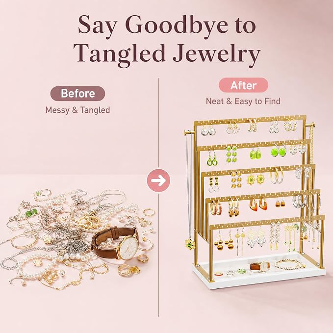 Large 5 Tier Earring Organizer and Holder, jewelry organizer stand, elegant - Image 4