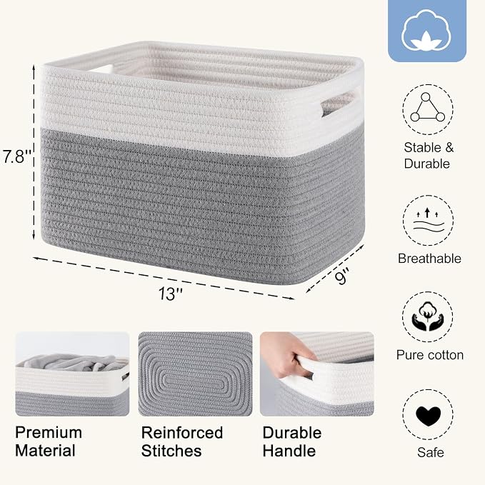 4 Pack Storage Baskets for Organizing, Woven Baskets for Shelves - Image 3