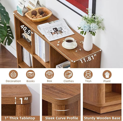 9 Cube Storage Book Shelf, Wood Floor Standing 3-Tier Cubby Bookcase - Image 3