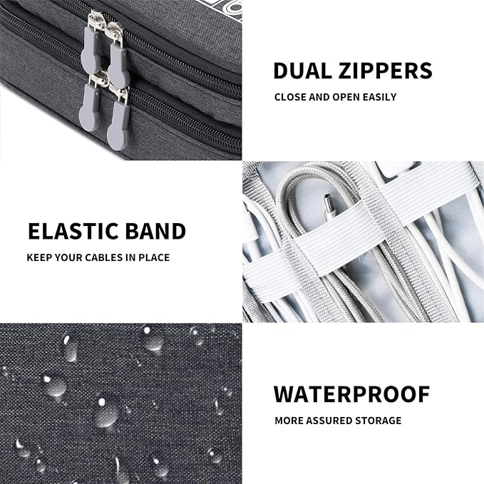 Lanola Custom Personalized Travel Cable Organizer Bag, Electronic Accessories - Image 6