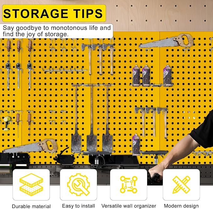 Metal Peg Board Panels for Workbench, Shed Modular Peg Board Organizer Board Kit - Image 3