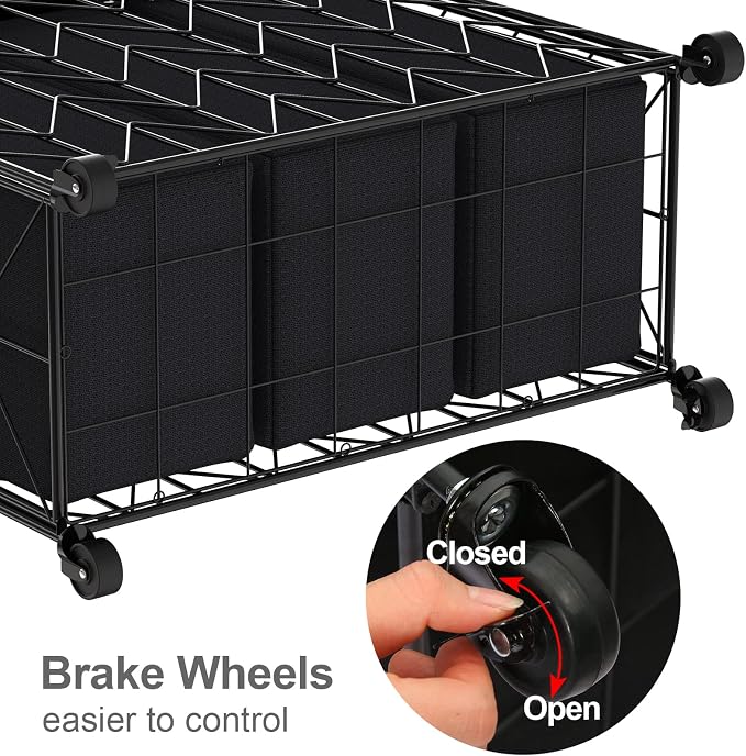 WOWLIVE Laundry Basket with Wheels, 142L Hamper 3 Section with Lid, Dirty - Image 7