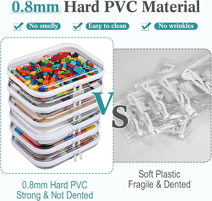 Sanwuta 6 Pcs Clear Hard Zipper Case Hard Plastic Zipper Pouches Transparent - Image 4
