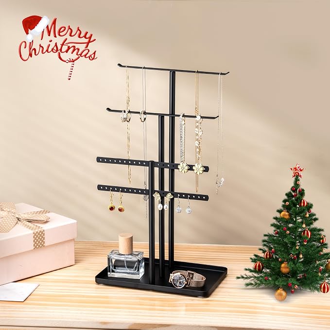 pickpiff Jewelry Stand Organizer, 14.5" Tall Sturdy Metal, 3-Tier Jewelry Holder - Image 2