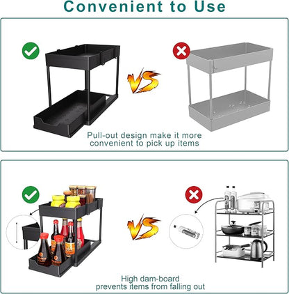 DEKAVA Under Sink Organizer 2 Pack, Bathroom Cabinet Organizer, 2 Tier Sliding - Image 8