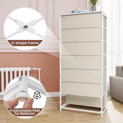 Fabric Dresser for Bedroom, Wide 7-Drawer Tall Vertical Tower | Wooden Top - Image 5