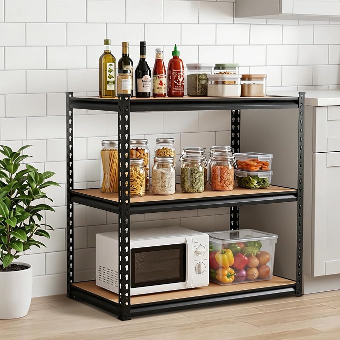Garvee 3-Tier Storage Shelving Unit, 1500 lbs Load | Carbon Steel Utility - Image 2