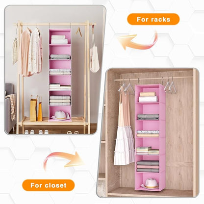 Hanging Closet Organizer, Easy Mount Foldable 6-Shelf Hanging Closet Wardrobe - Image 5
