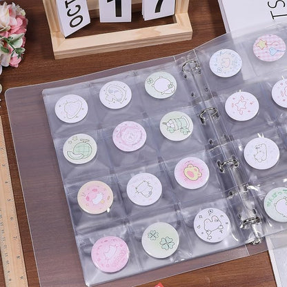 FREEBLOSS 144 Pocket Buttons Badge Pin Storage Book Transparent PVC Button Pins - Image 5