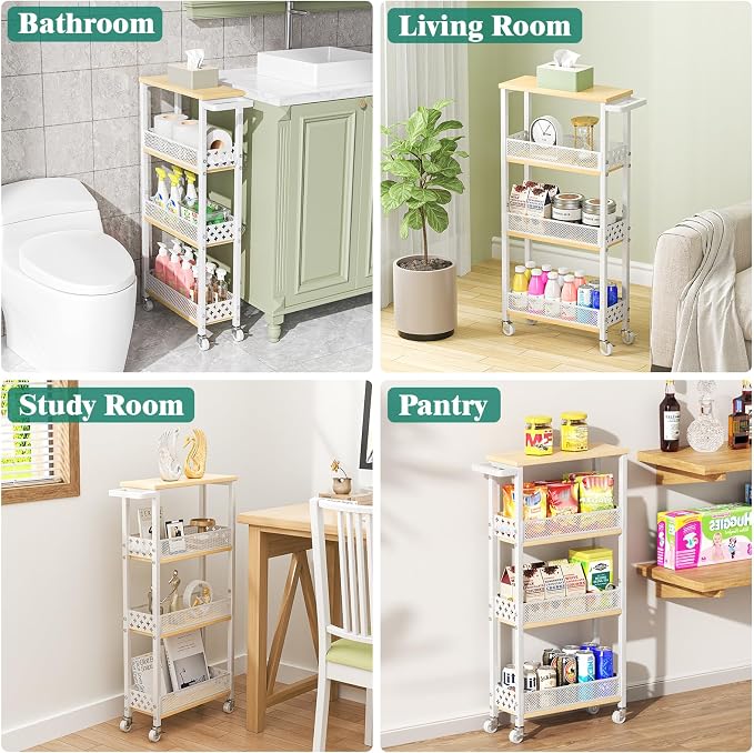 Giwil 4-Tier Slim Rolling Storage Cart - Image 7