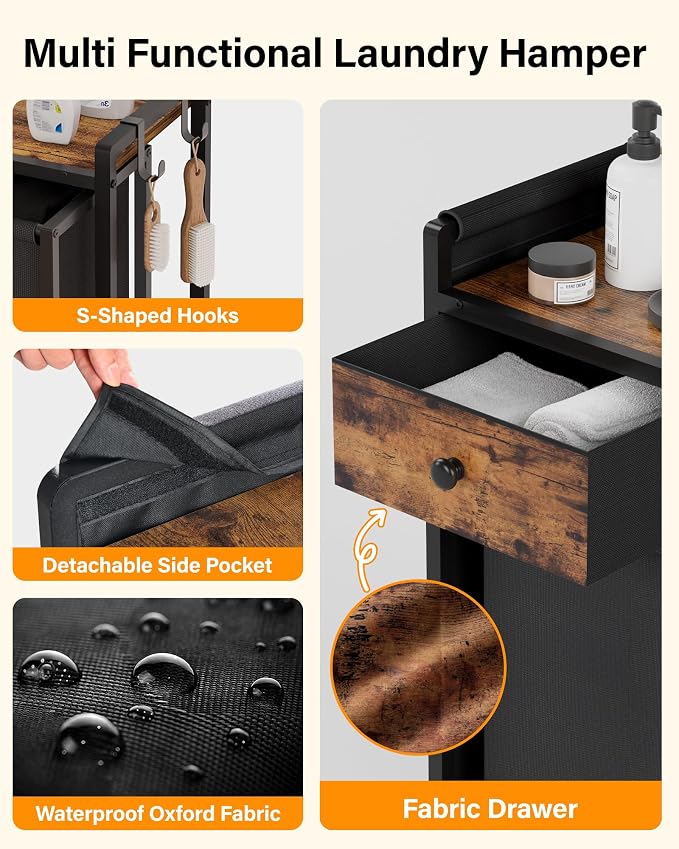 Laundry Hamper Sorter 3 Section: Rolling Laundry Basket Organizer - Image 3