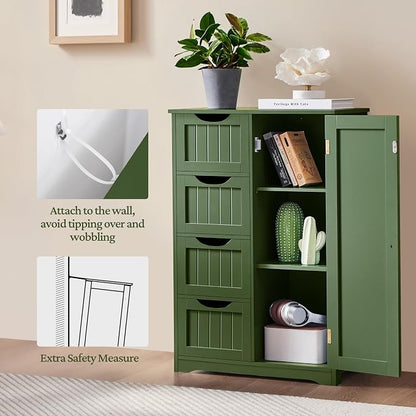 Yaheetech Wooden Bathroom Floor Cabinet, Side Storage Organizer Cabinet - Image 5