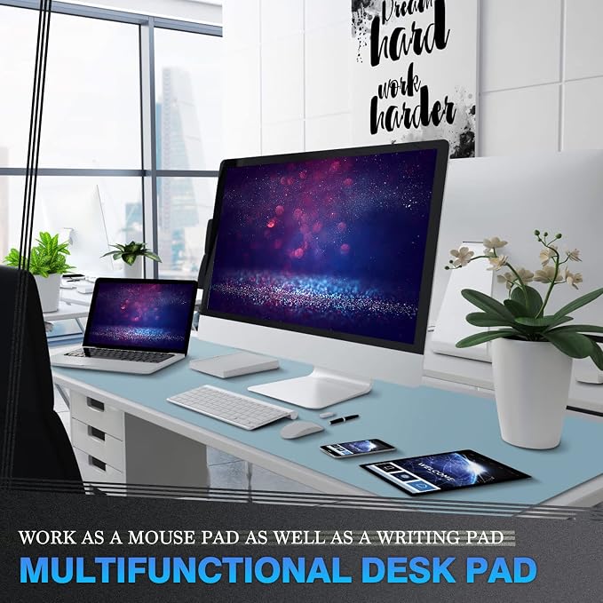K KNODEL Large Office Leather Desk Mat, Mouse and Keyboard Pad, Computer and - Image 2
