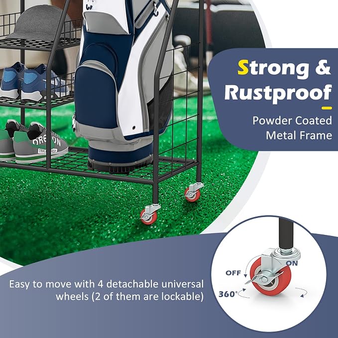 GYMAX Golf Bag Organizer, Golf Storage Garage Organizer - Image 4
