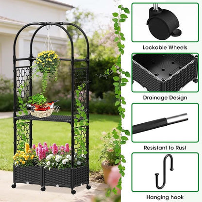 Planter Box with Trellis, 5.9ft/71in Self Watering Raised Garden Bed with - Image 5