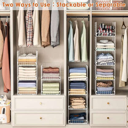 5-Tier Stackable Closet Storage Shelves, Closet Organizers and Storage Basket - Image 9