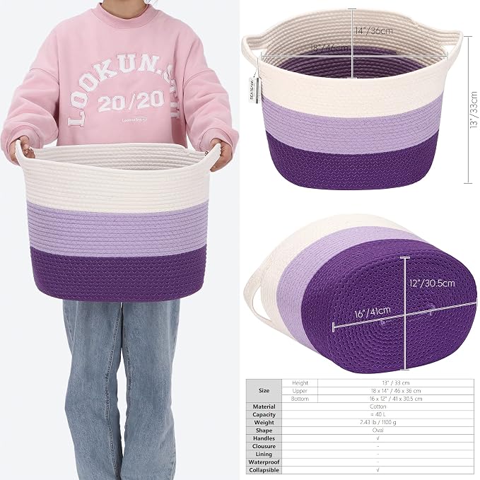 Sea Team Oval Large Cotton Rope Woven Storage Basket - Image 7