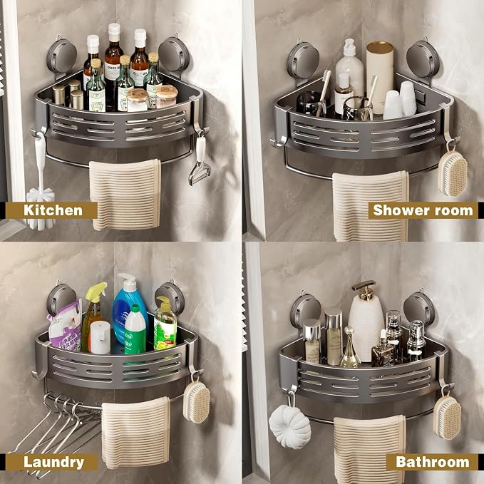 VOLPONE Shower Caddy Corner Suction Cup Shower Shelf Corner No Drilling - Image 5