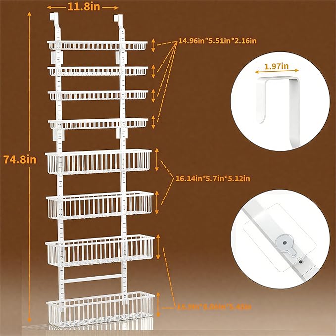 Moforoco White Over The Door Pantry Organizer, Pantry Organization and Storage - Image 2