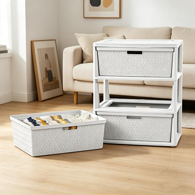 Wide 3-Drawer Plastic Storage Tower, No Tools Needed - Image 8