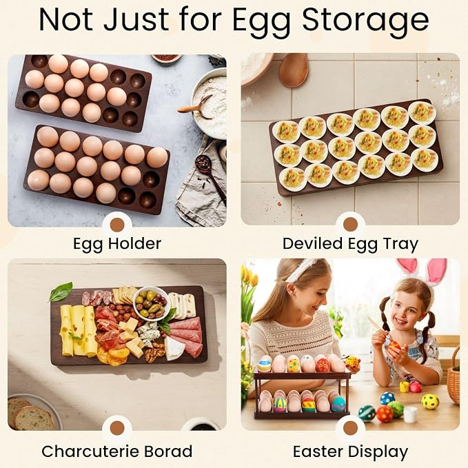 YOUEON Acacia Wooden Egg Holder - Image 5