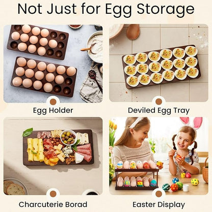 YOUEON Acacia Wooden Egg Holder - Image 5