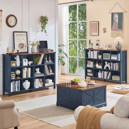 Joaxswe 12 Cube Storage Organizer, Farmhouse 62 Inch Wide Navy Blue Display - Image 3