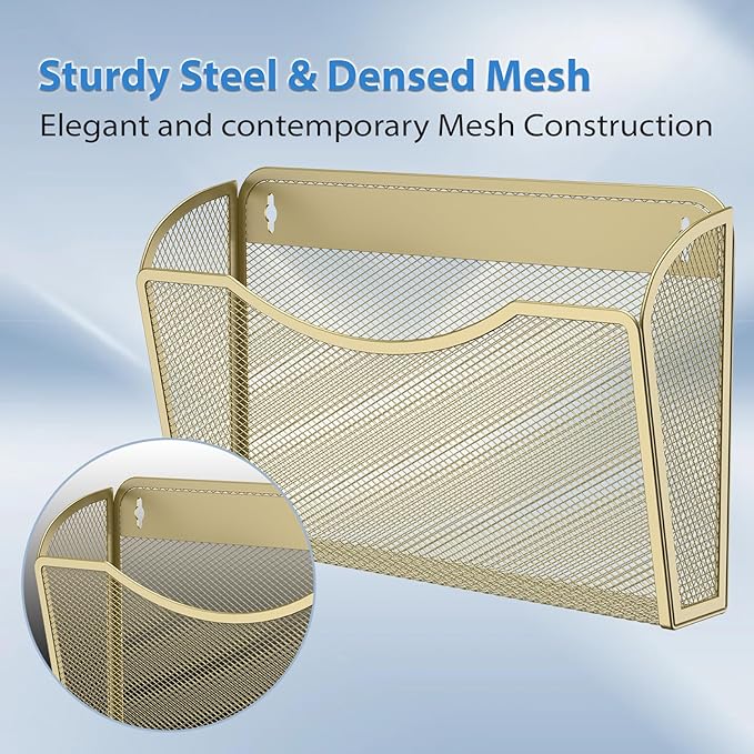 MINDEPOT Wall File Organizer, Hanging Wall File Holder, 6 Pack, Metal Mesh Wall - Image 5