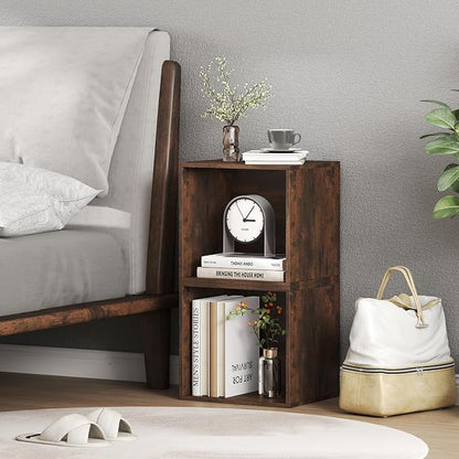 Giantex 2-Cube Bookcase, Stackable Cube Storage Organizer w/Open Bookshelf - Image 2