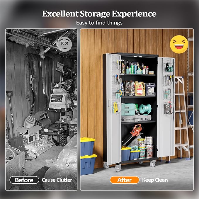 VINGLI 72'' Tall Garage Storage Cabinet, Metal Storage Cabinet - Image 9