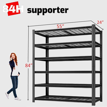 6 Tier Metal Shelving Unit, Adjustable Storage Shelves, Living Room - Image 3