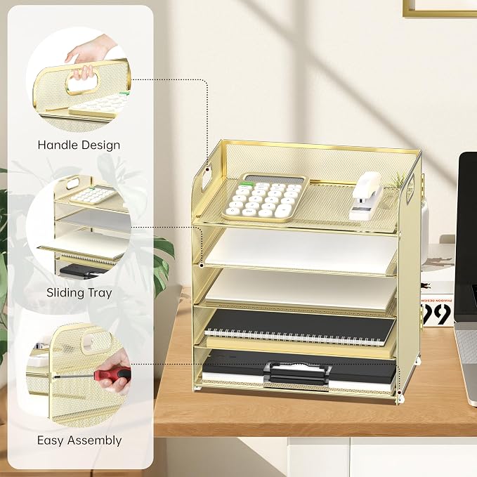 Supeasy 5 Trays Paper Organizer Letter Tray - Image 3