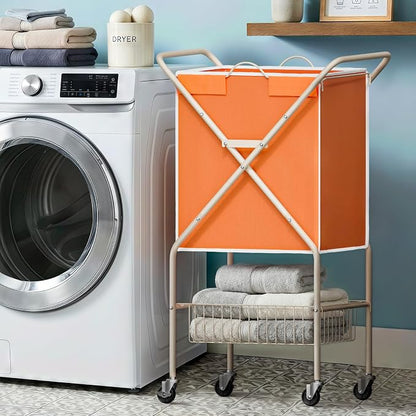 Convenient Laundry Basket with Wheels, Heavy Duty Dirty Clothes Laundry Hamper by MIBOIM
