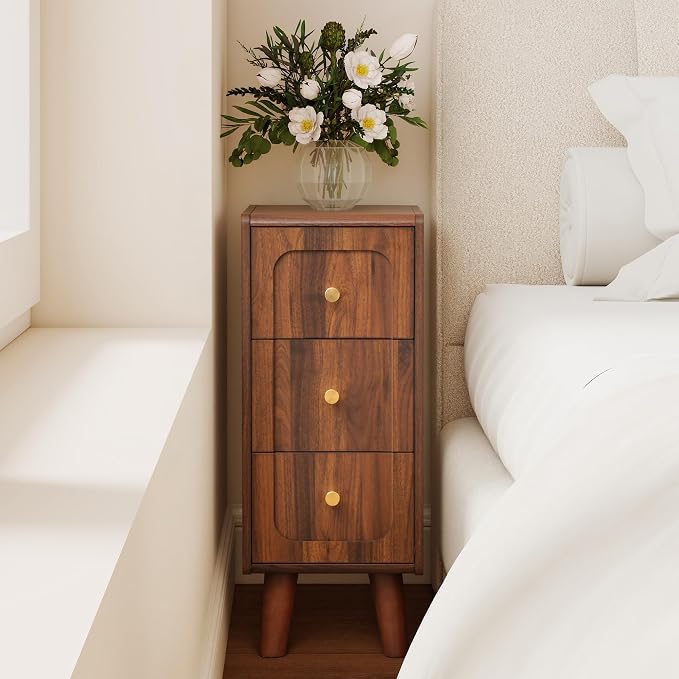 Small Nightstand Set of 2, Narrow Nightstand Slim Couch Side Table - Image 3