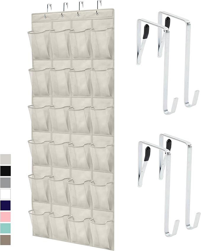 GORILLA GRIP Over the Door Shoe Organizer, 24 Large Breathable Mesh Pockets by GorillaGrip