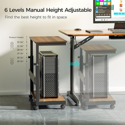 EUREKA ERGONOMIC PC Stand Computer Cart, Height Adjustable Tower Stand 2-Tier - Image 6