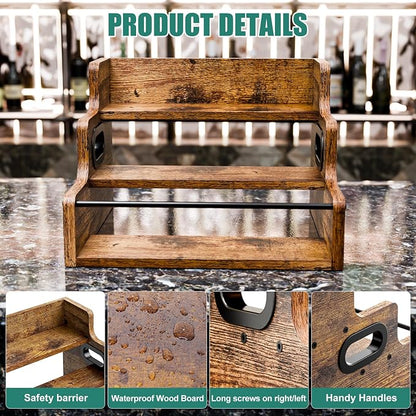 KLM Liquor Bottle Display Shelf, Coffee Syrup Rack Organizer, 3 Step Countertop - Image 6